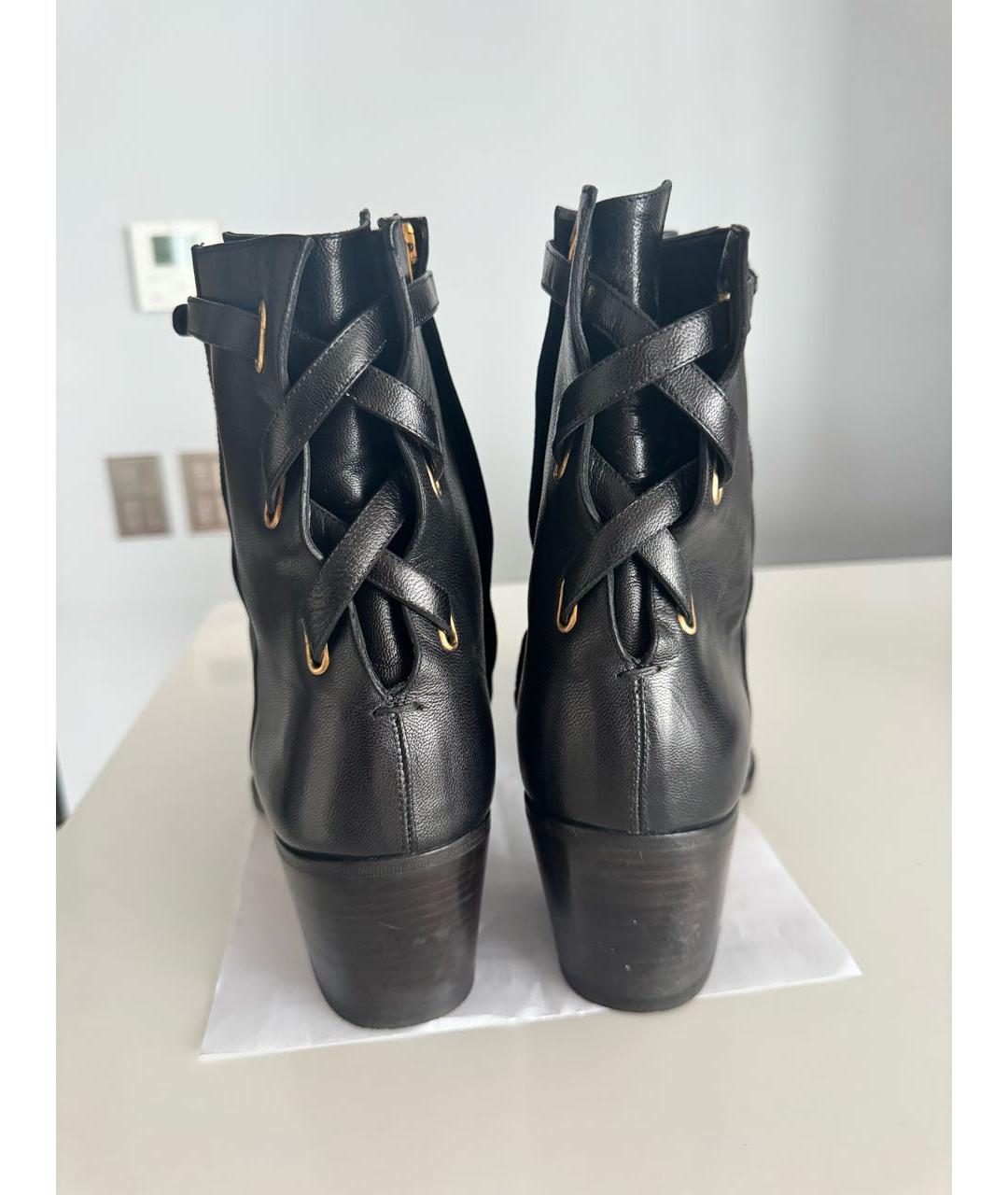 SAINT LAURENT Черные кожаные высокие ботинки, фото 4