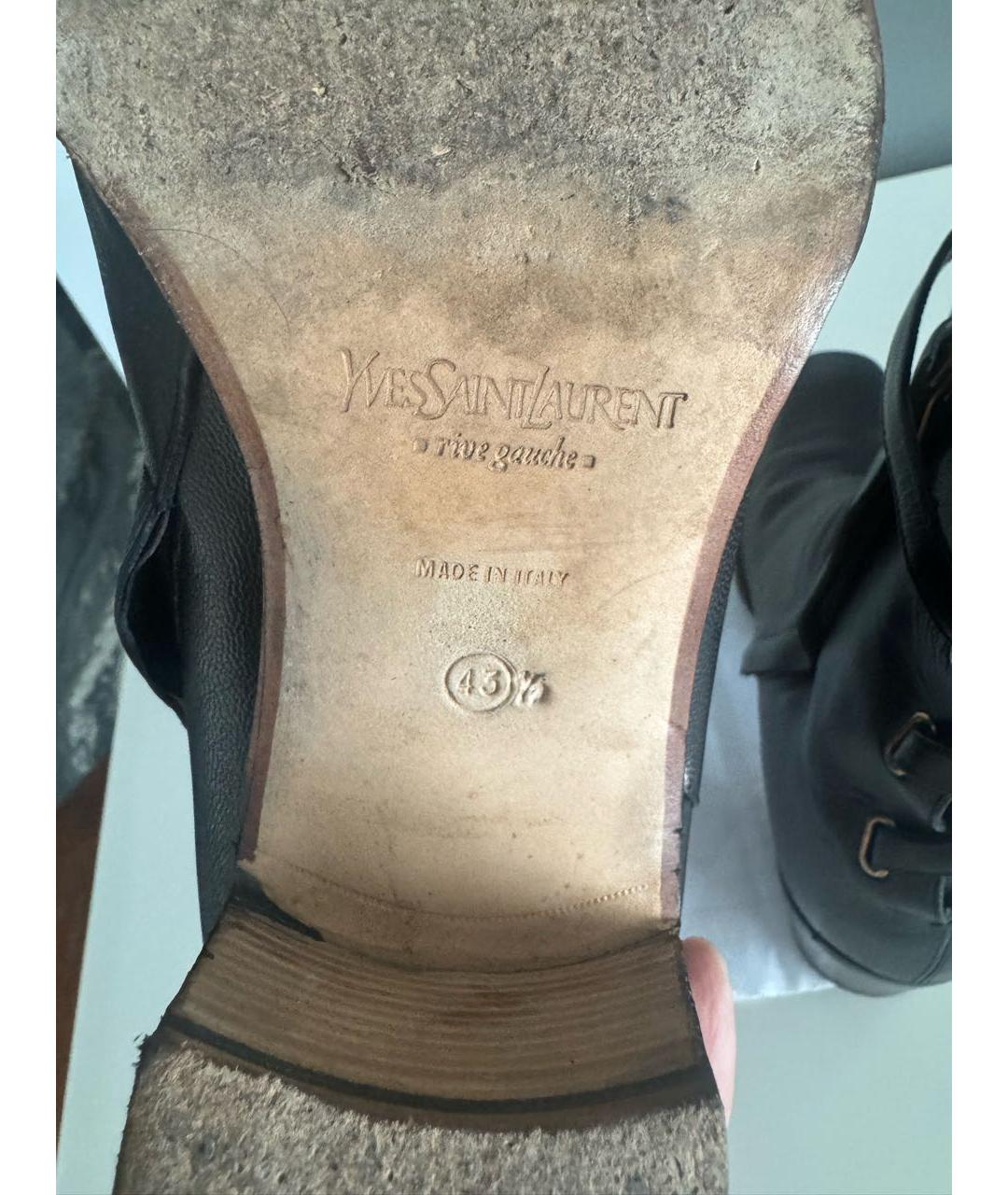 SAINT LAURENT Черные кожаные высокие ботинки, фото 6