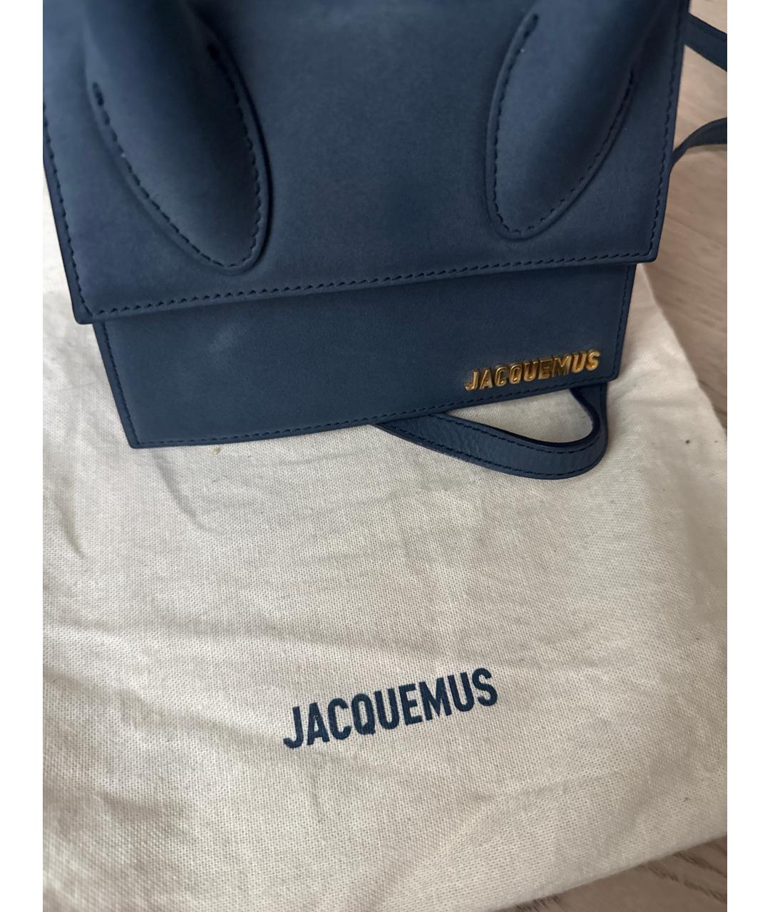JACQUEMUS Синяя замшевая сумка с короткими ручками, фото 5