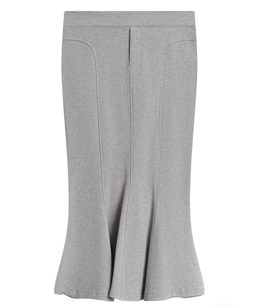 NORMA KAMALI Серая хлопко-эластановая юбка миди, фото 1