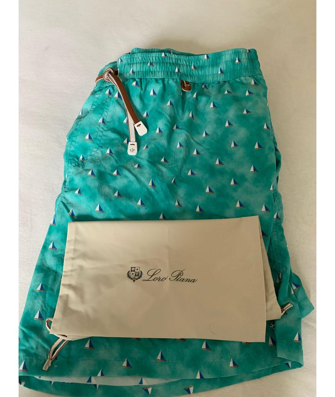 LORO PIANA Бирюзовые полиамидовые шорты, фото 3