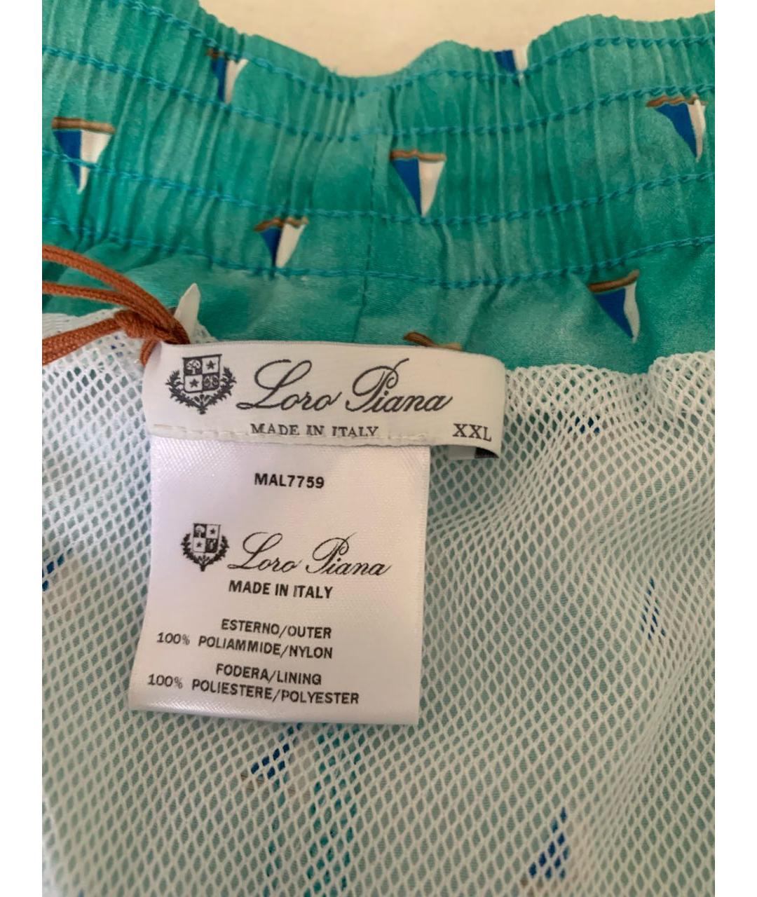 LORO PIANA Бирюзовые полиамидовые шорты, фото 4