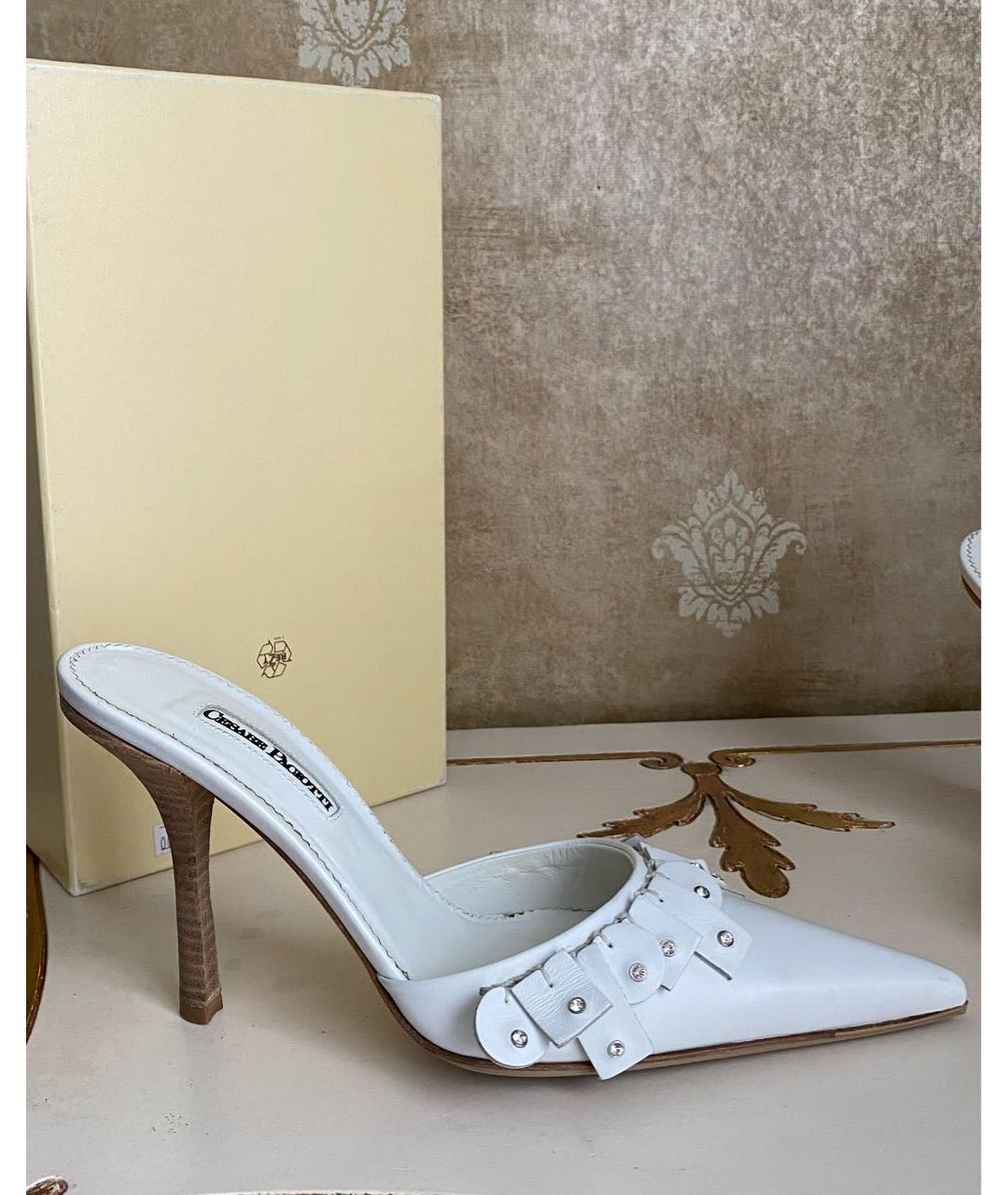 CESARE PACIOTTI Белые кожаные босоножки, фото 8