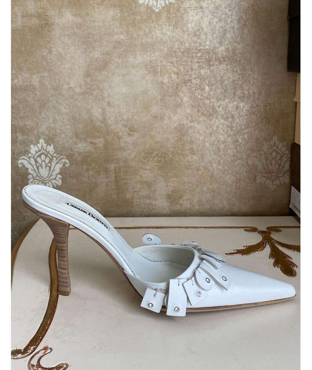 CESARE PACIOTTI Белые кожаные босоножки, фото 9