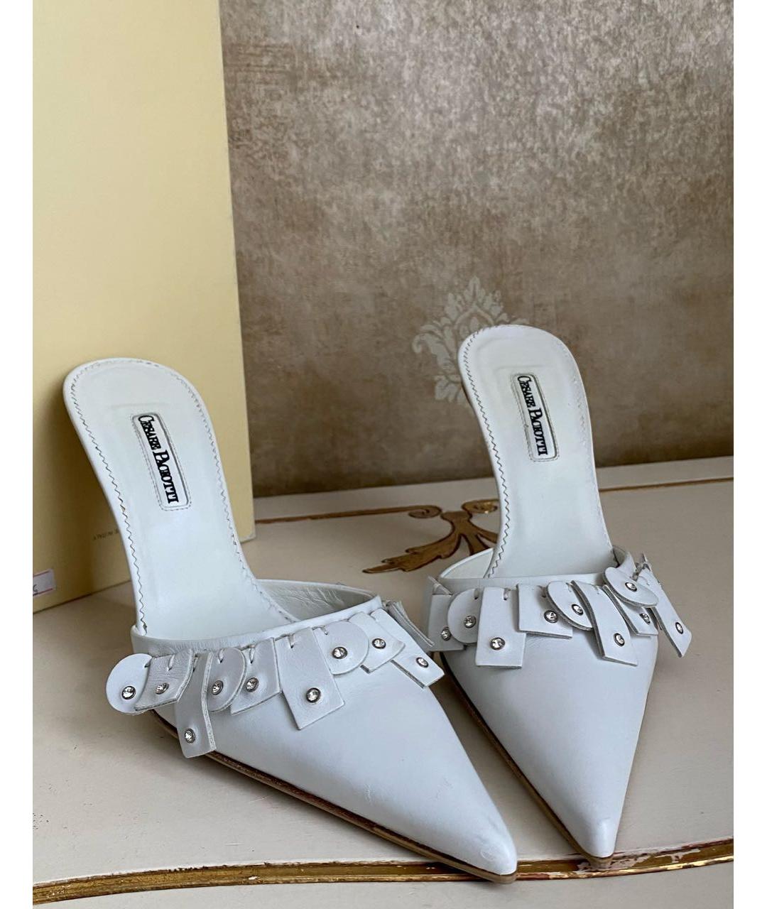 CESARE PACIOTTI Белые кожаные босоножки, фото 3