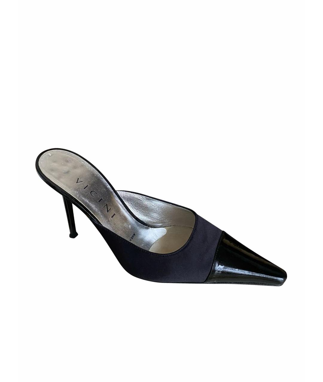 VICINI Черные текстильные лодочки на низком каблуке, фото 1