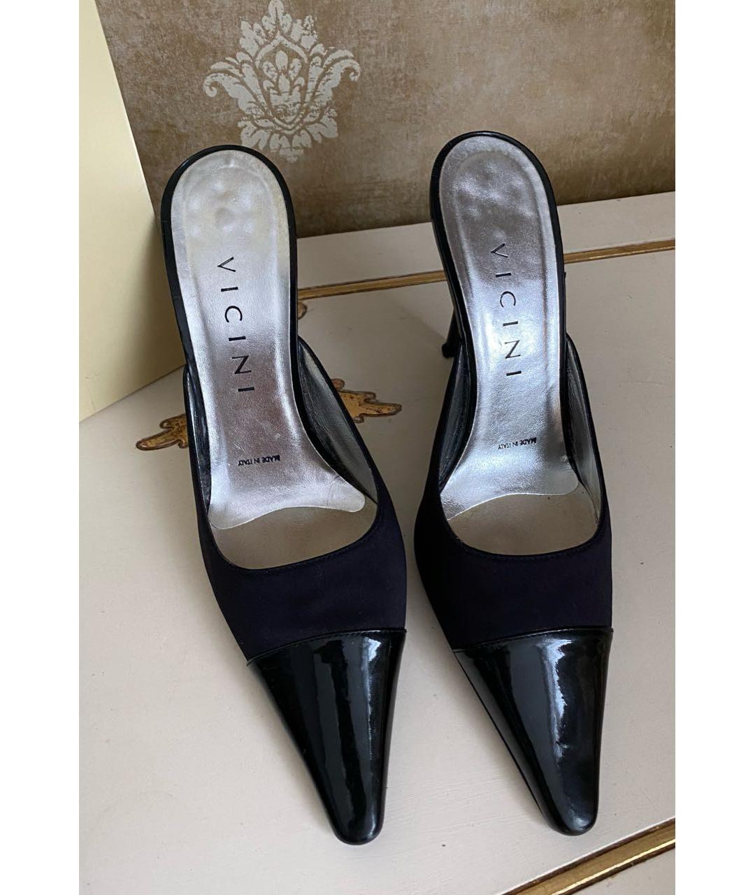 VICINI Черные текстильные лодочки на низком каблуке, фото 6