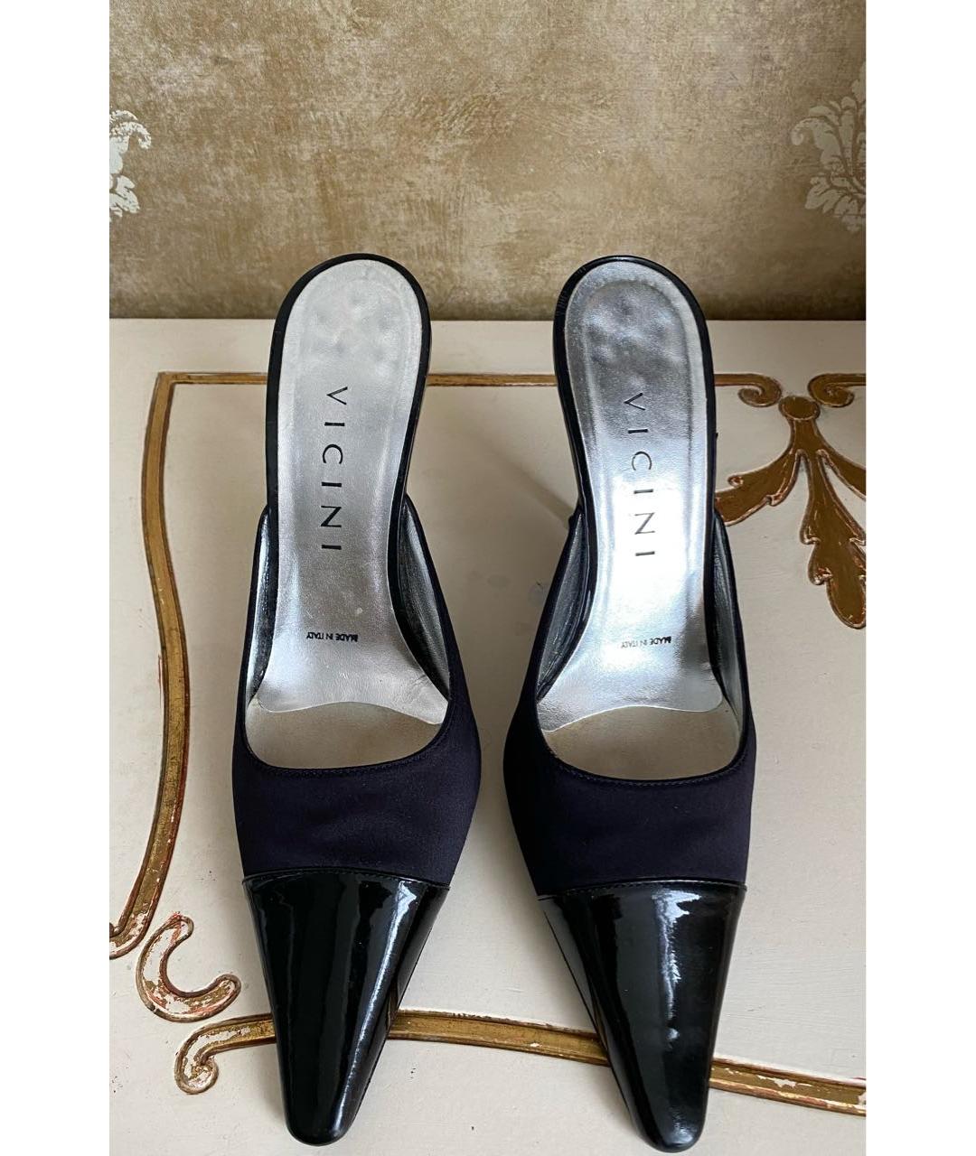 VICINI Черные текстильные лодочки на низком каблуке, фото 3