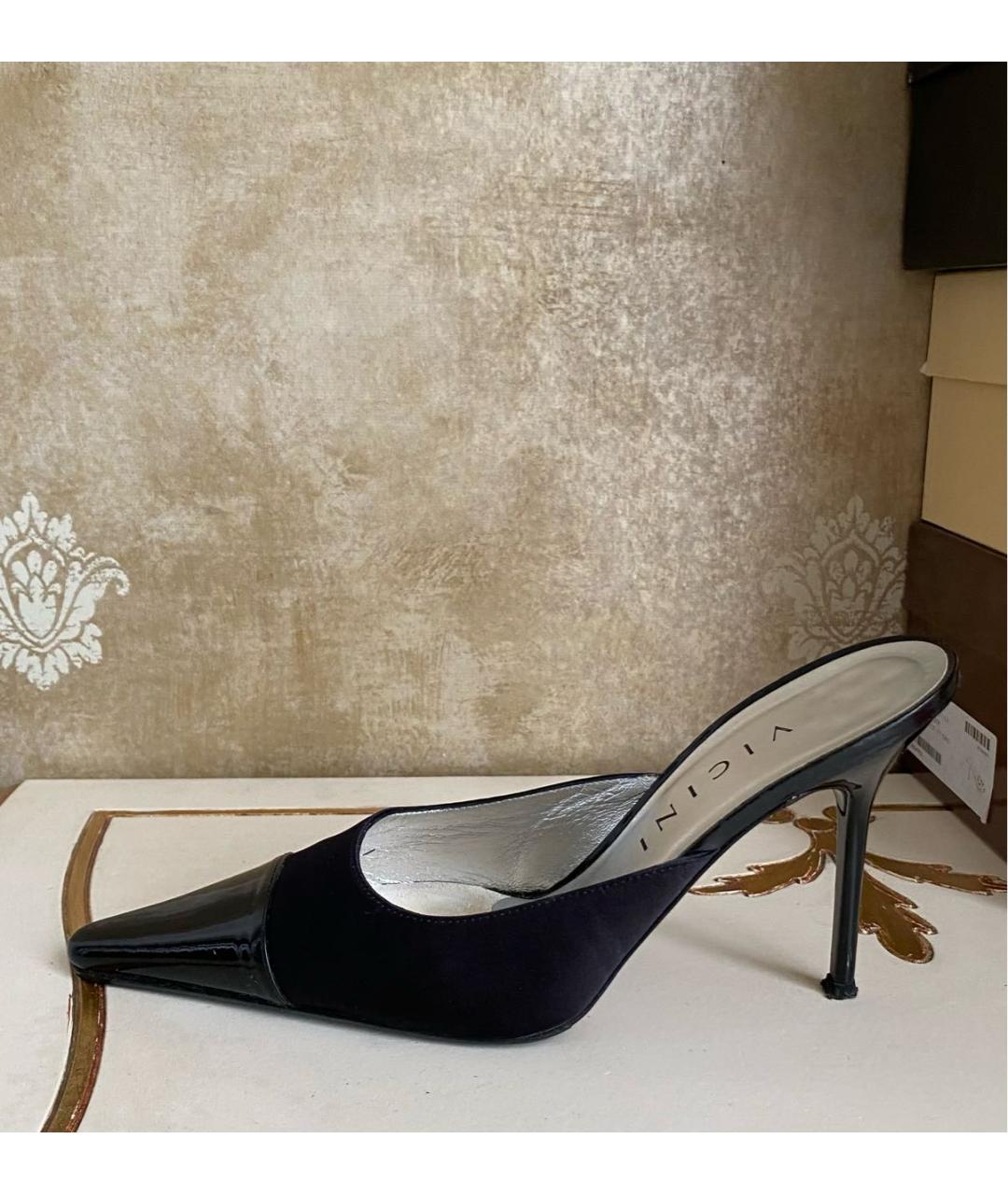 VICINI Черные текстильные лодочки на низком каблуке, фото 2