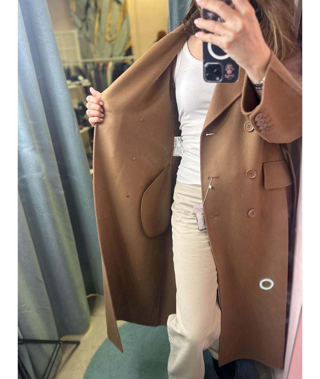 'S MAX MARA Коричневое шерстяное пальто, фото 7