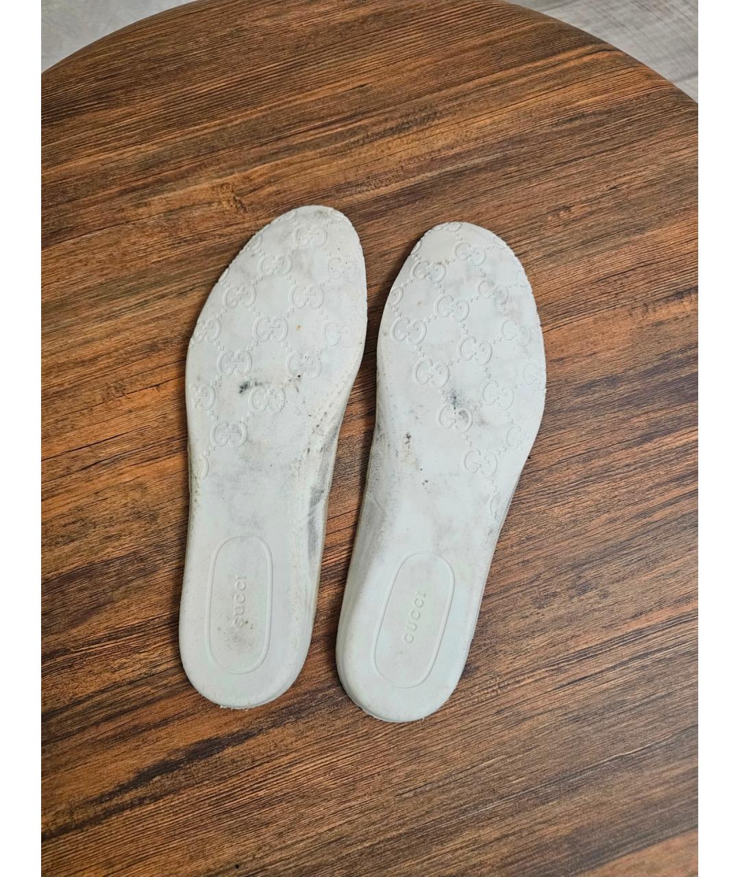 GUCCI Бежевые кожаные кроссовки, фото 8