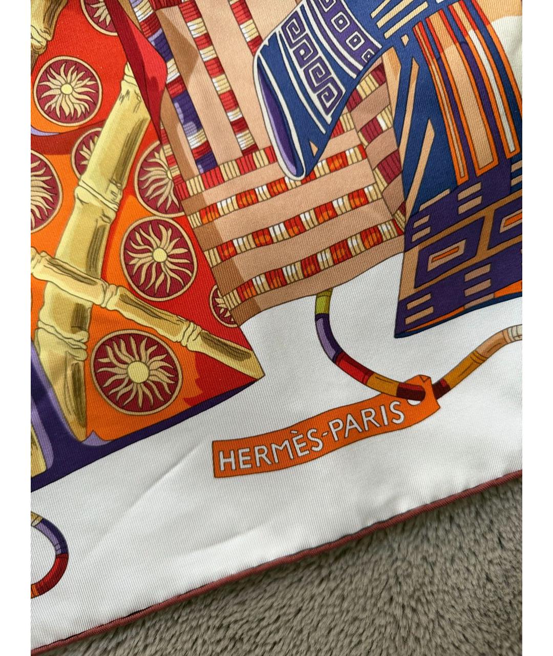 HERMES Мульти шелковый платок, фото 5