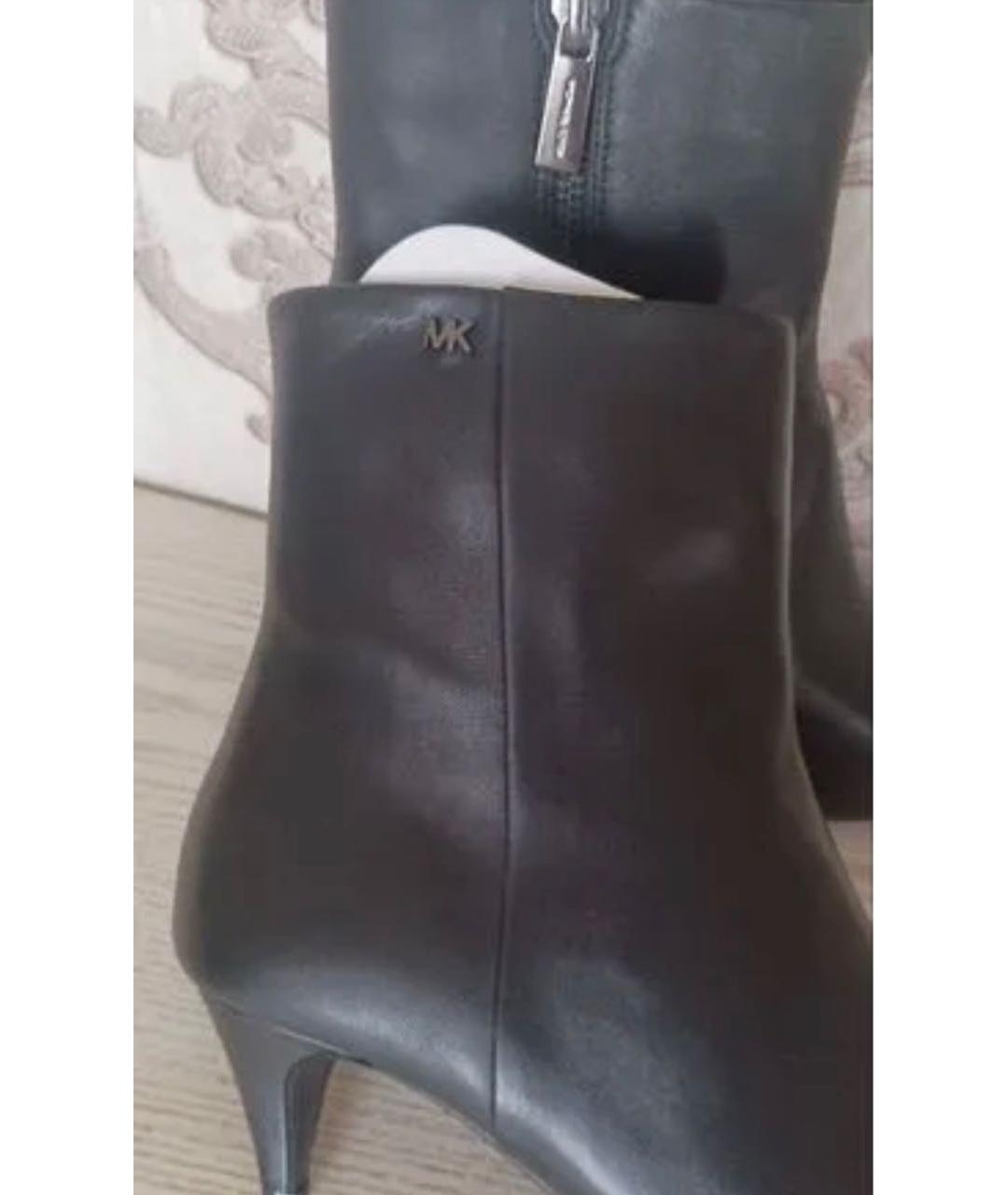 MICHAEL KORS Черные кожаные ботильоны, фото 3
