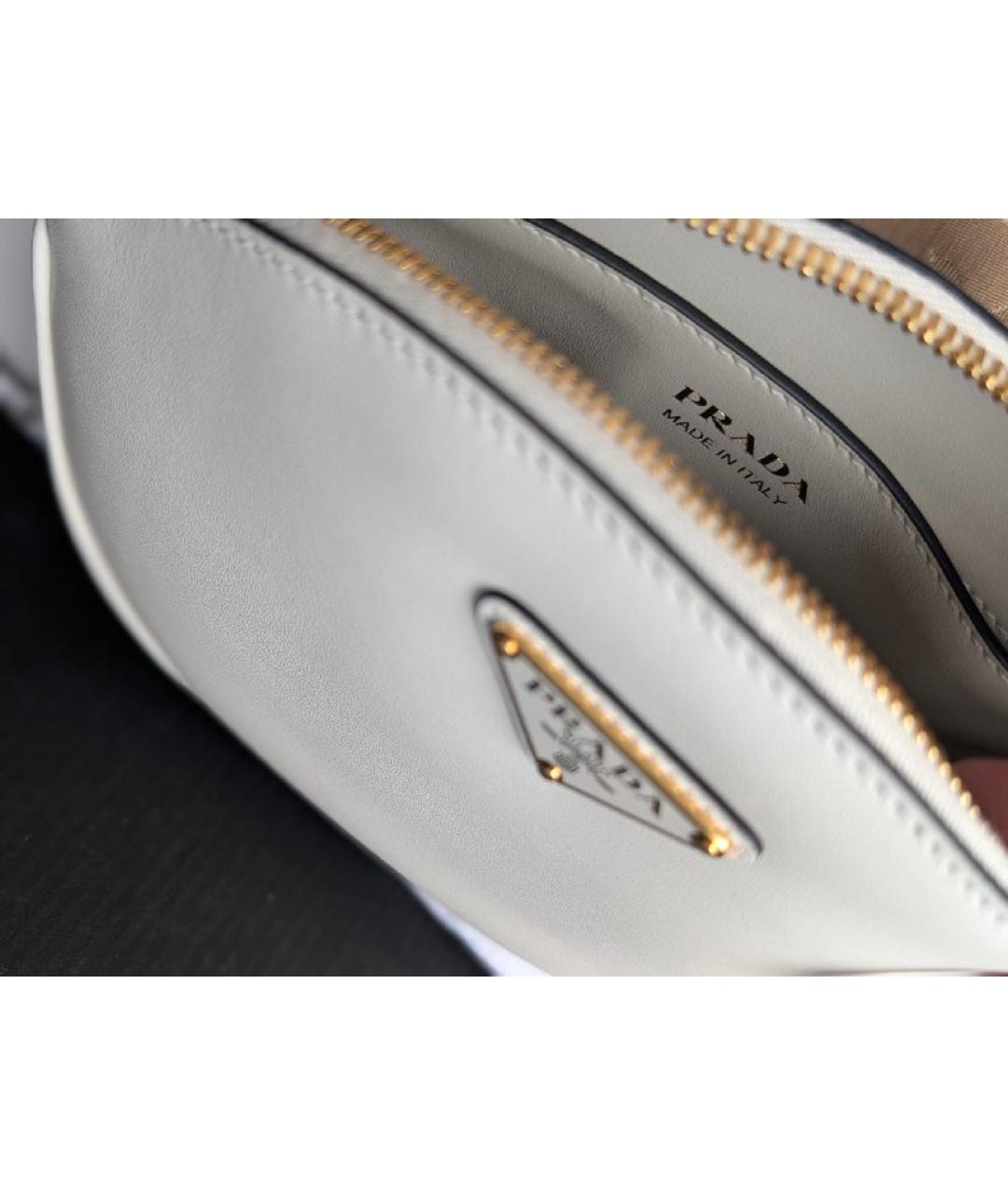 PRADA Белая кожаная сумка через плечо, фото 4