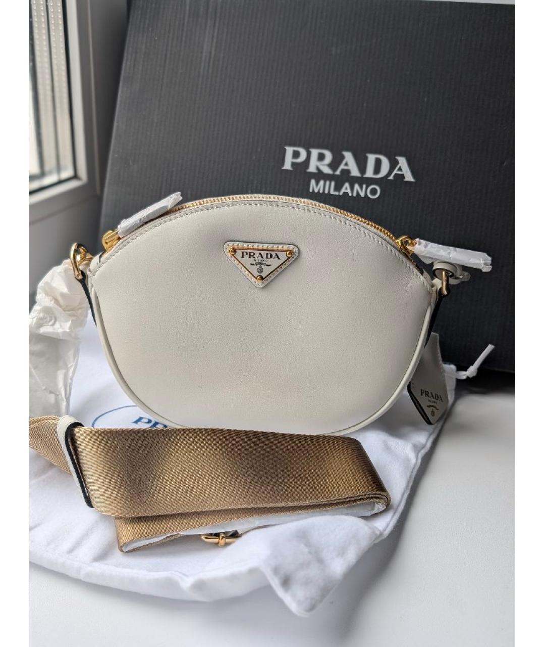 PRADA Белая кожаная сумка через плечо, фото 9