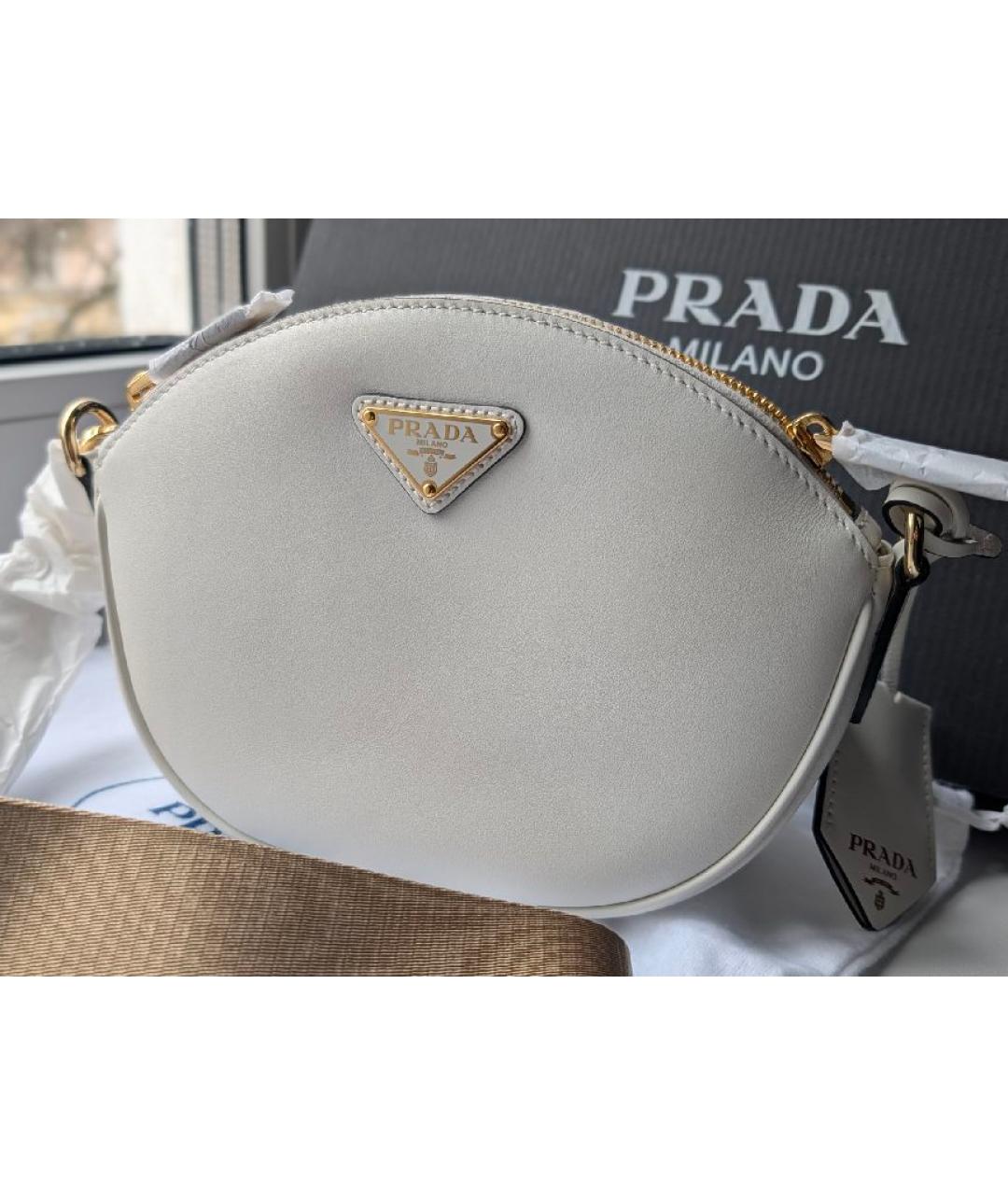 PRADA Белая кожаная сумка через плечо, фото 2