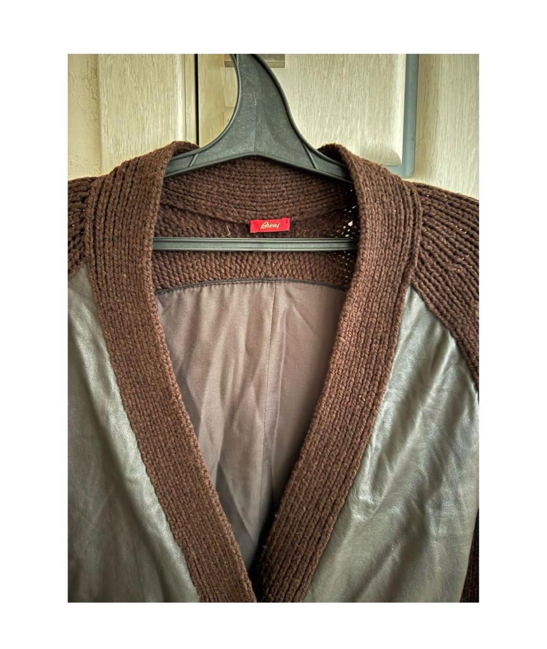 BRIONI Коричневый шерстяной кардиган, фото 3