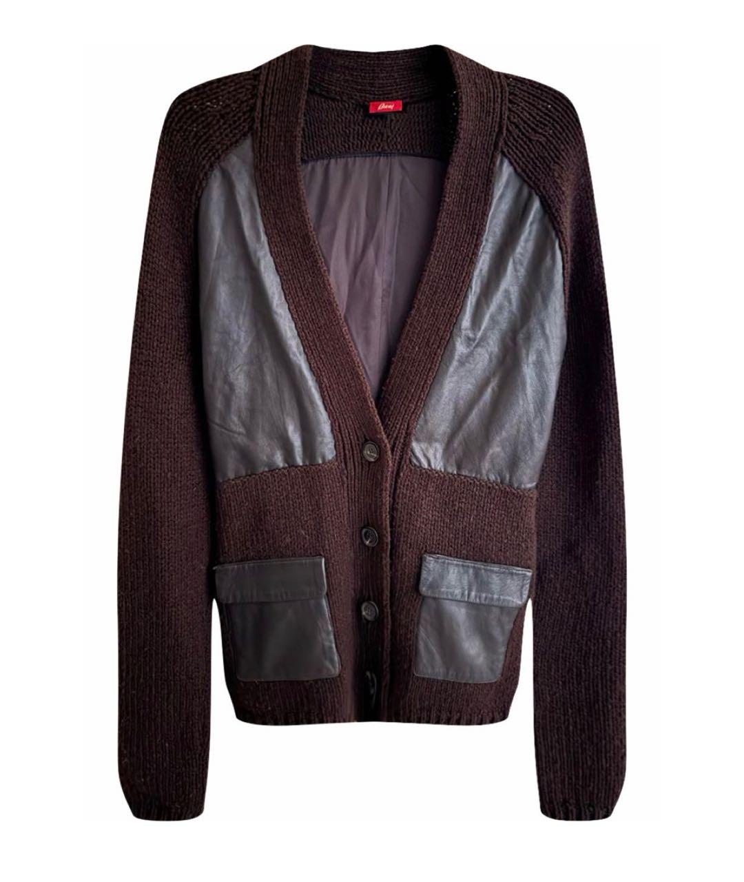 BRIONI Коричневый шерстяной кардиган, фото 1