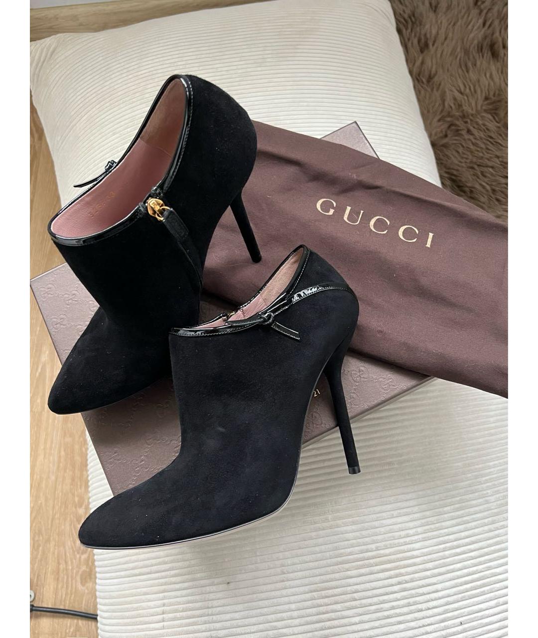 GUCCI Черные замшевые ботильоны, фото 2