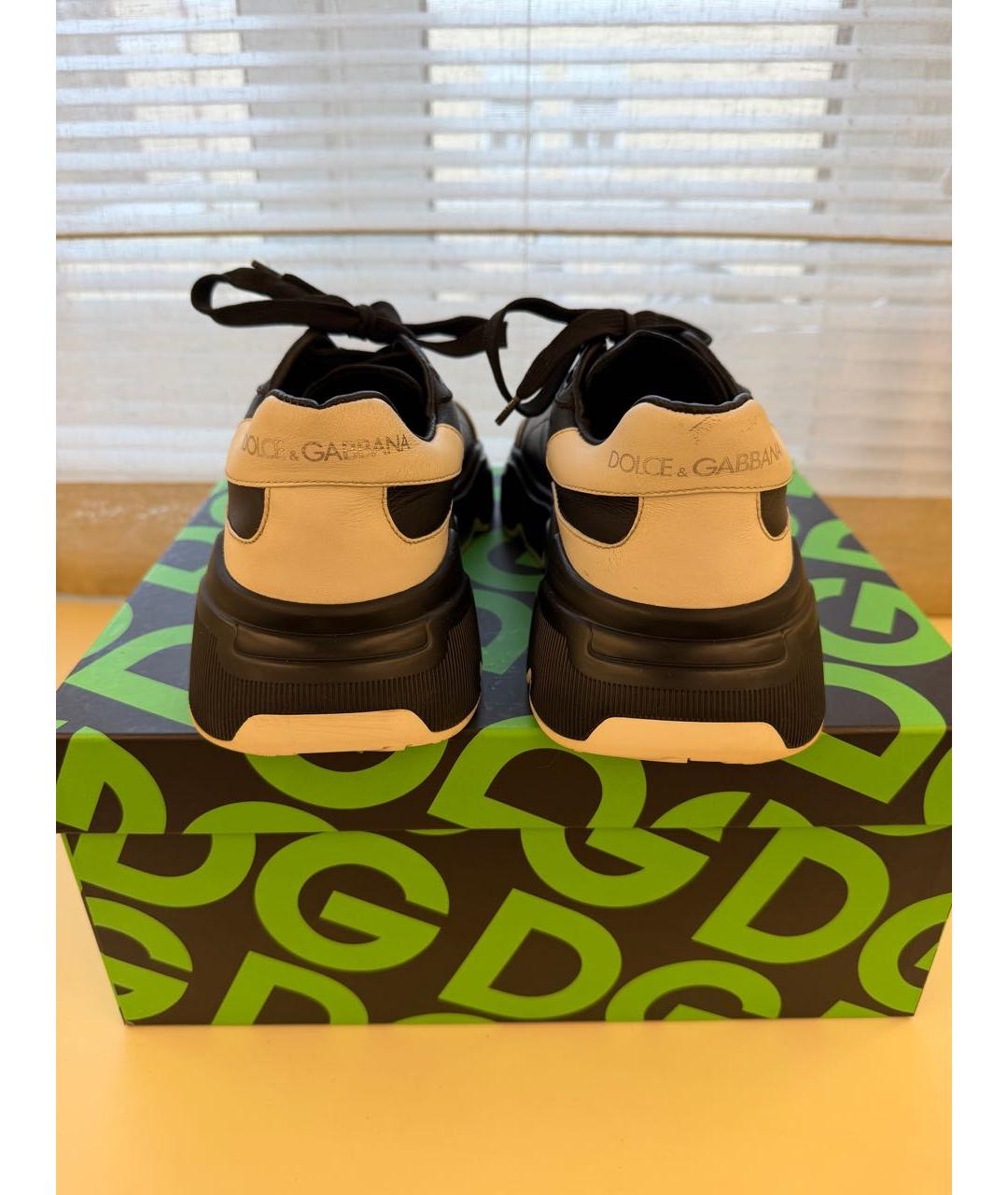 DOLCE&GABBANA Черные кожаные кроссовки, фото 5