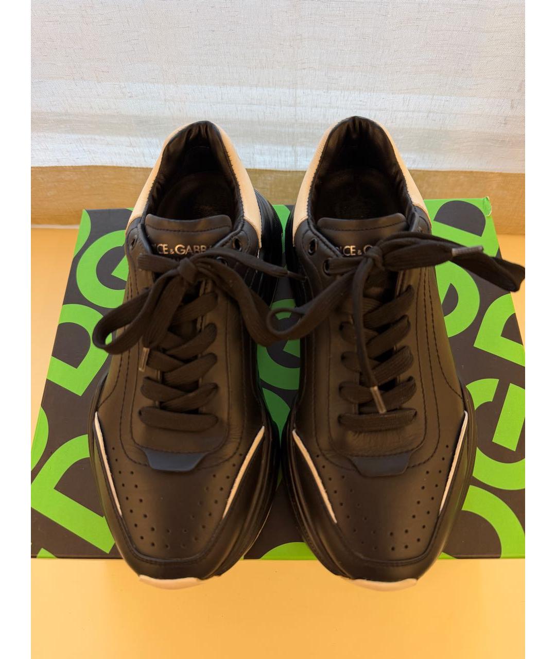 DOLCE&GABBANA Черные кожаные кроссовки, фото 4