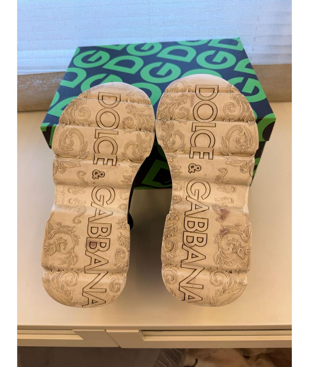 DOLCE&GABBANA Черные кожаные кроссовки, фото 6