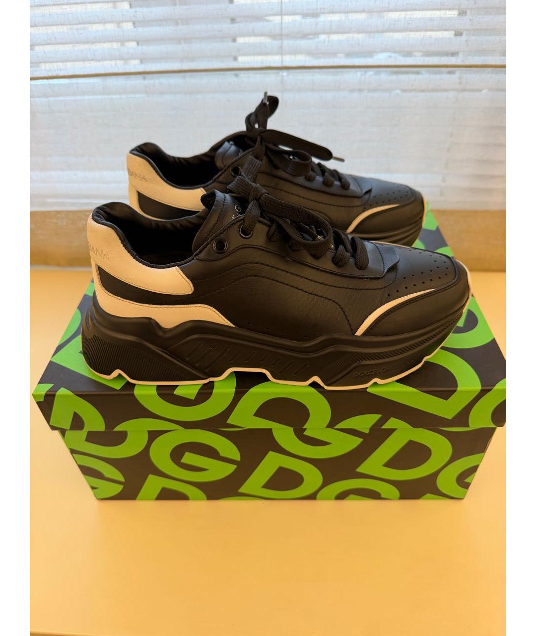 DOLCE&GABBANA Черные кожаные кроссовки, фото 3