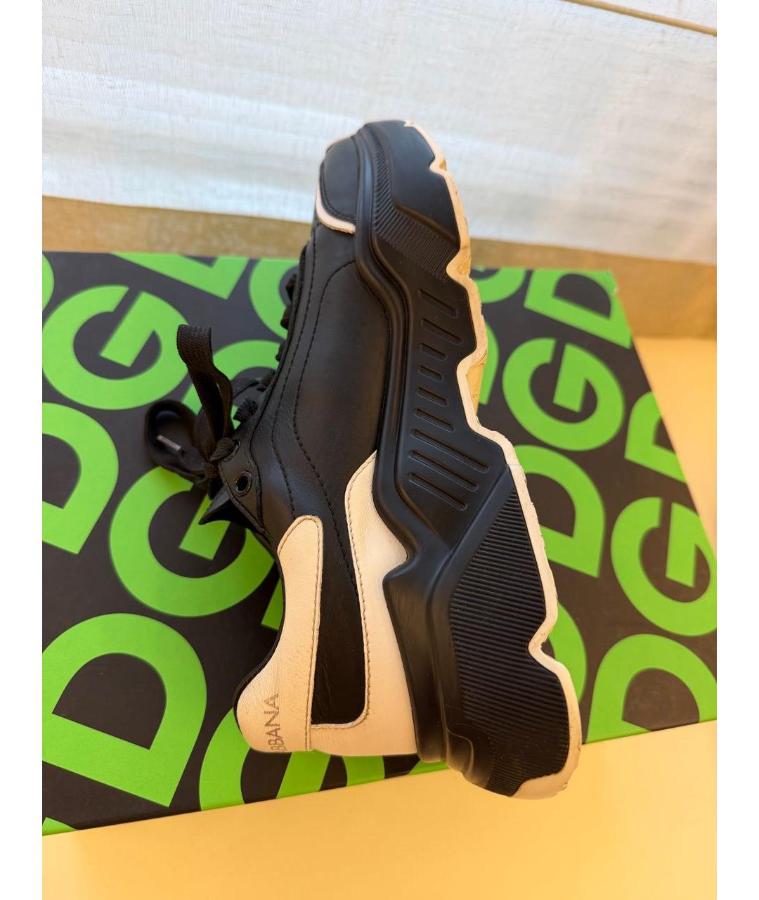 DOLCE&GABBANA Черные кожаные кроссовки, фото 2