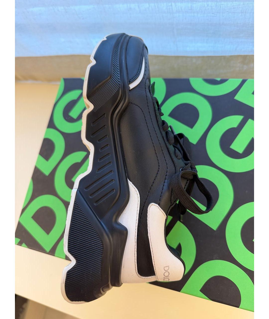 DOLCE&GABBANA Черные кожаные кроссовки, фото 7