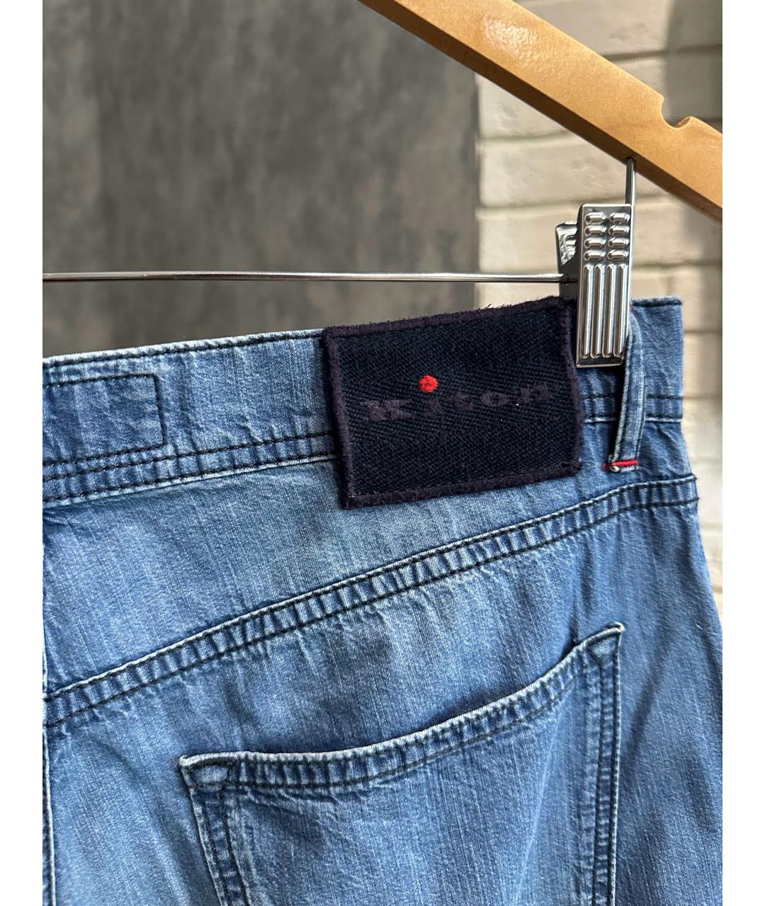 KITON Голубые хлопковые прямые джинсы, фото 5