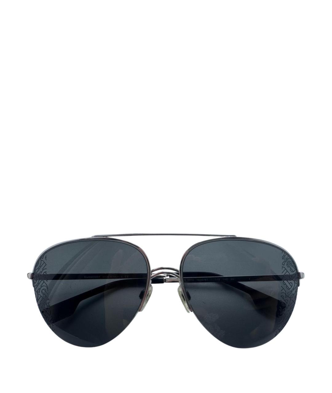 BURBERRY Антрацитовые металлические солнцезащитные очки, фото 1