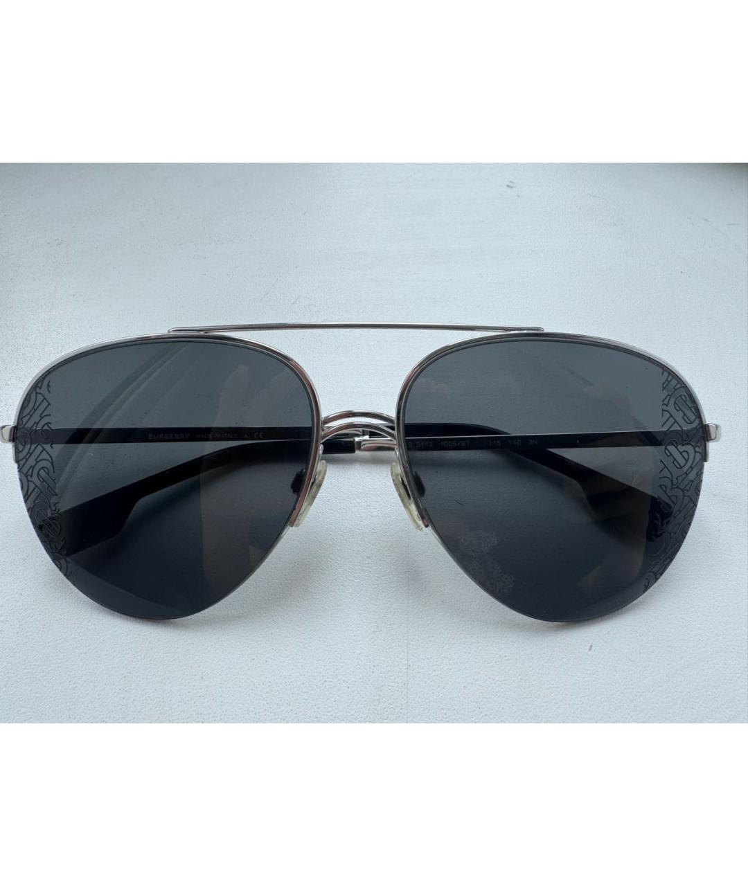BURBERRY Антрацитовые металлические солнцезащитные очки, фото 6
