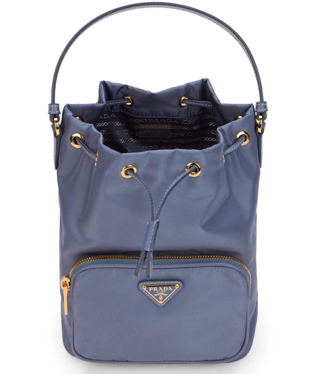PRADA Синяя синтетическая сумка с короткими ручками, фото 5