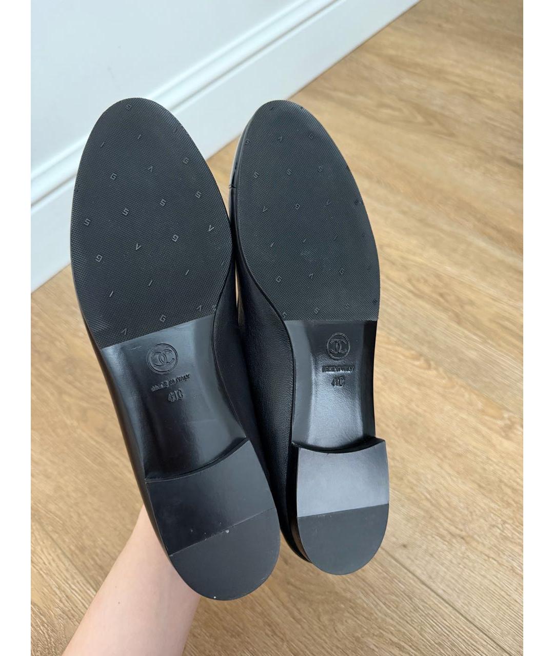 CHANEL Черные кожаные балетки, фото 5