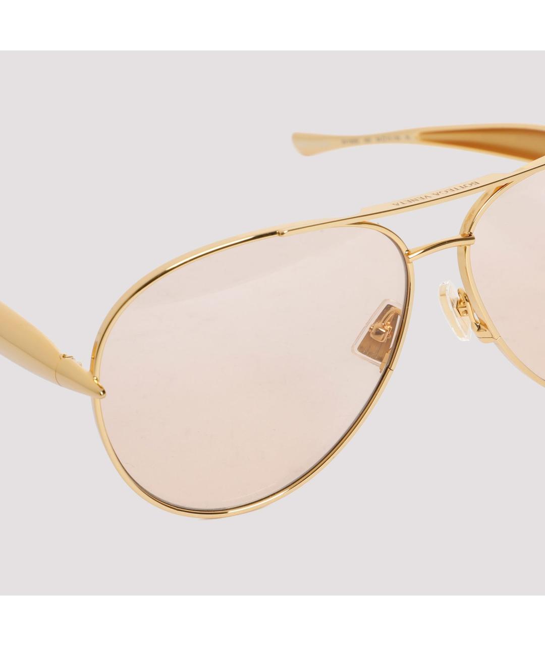 BOTTEGA VENETA Золотые металлические солнцезащитные очки, фото 4