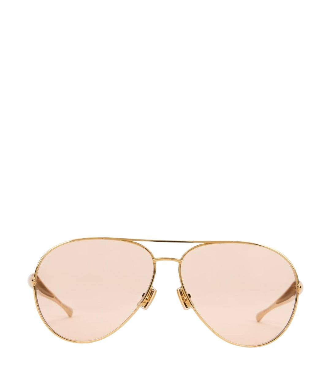 BOTTEGA VENETA Золотые металлические солнцезащитные очки, фото 1