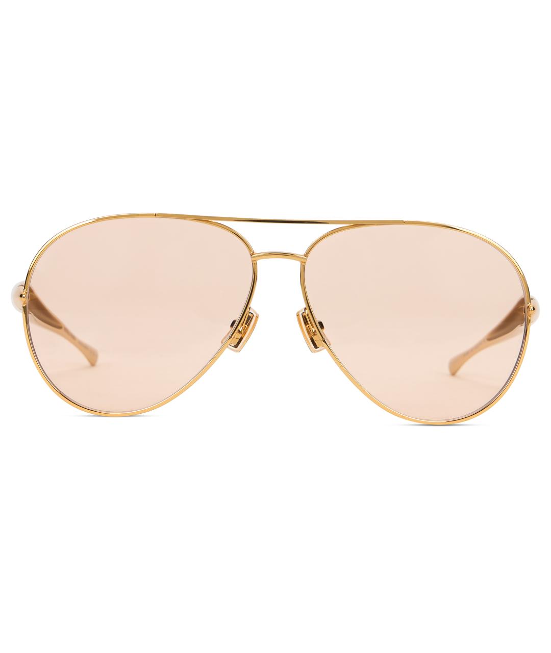 BOTTEGA VENETA Золотые металлические солнцезащитные очки, фото 2