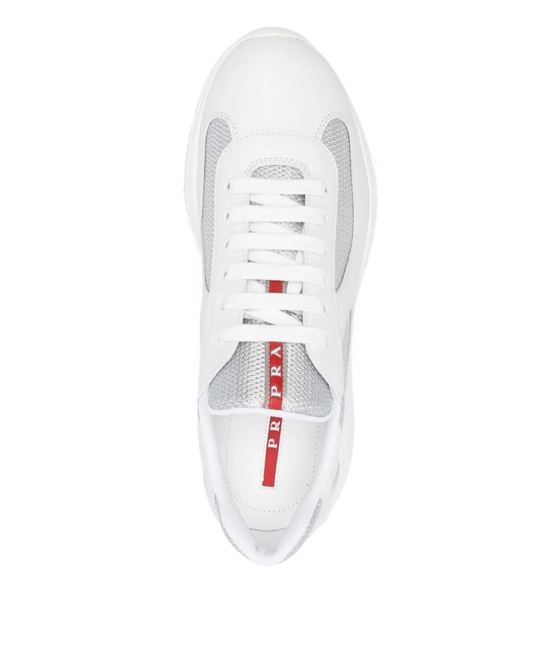 PRADA Белые кожаные низкие кроссовки / кеды, фото 3