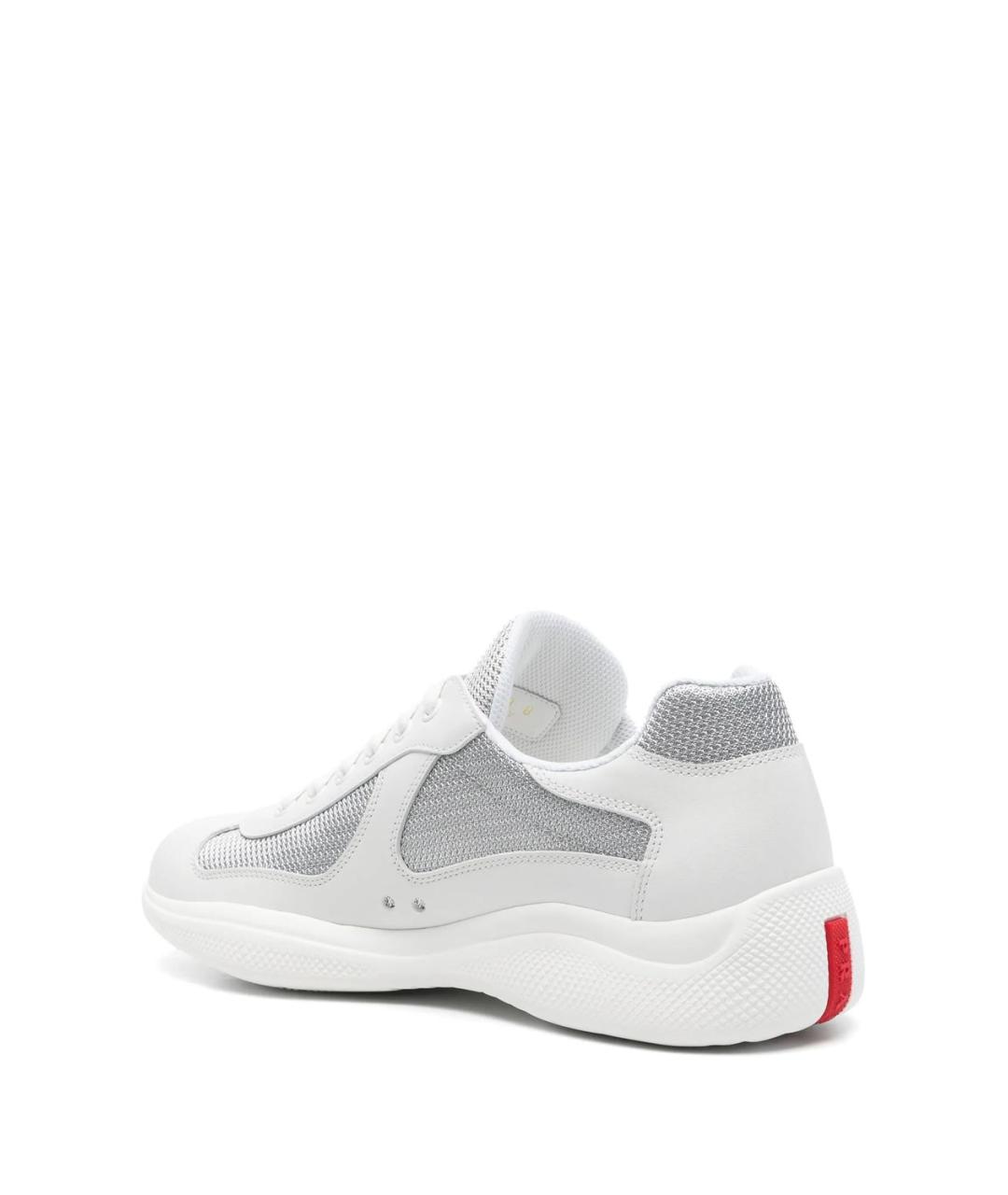 PRADA Белые кожаные низкие кроссовки / кеды, фото 2