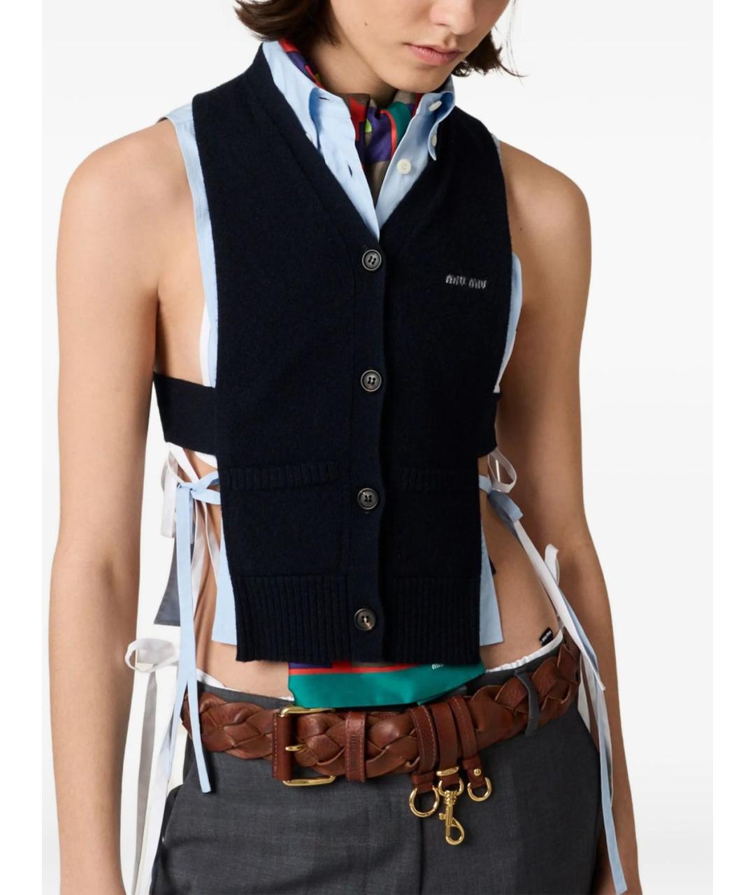 MIU MIU Синяя кашемировая жилетка, фото 5