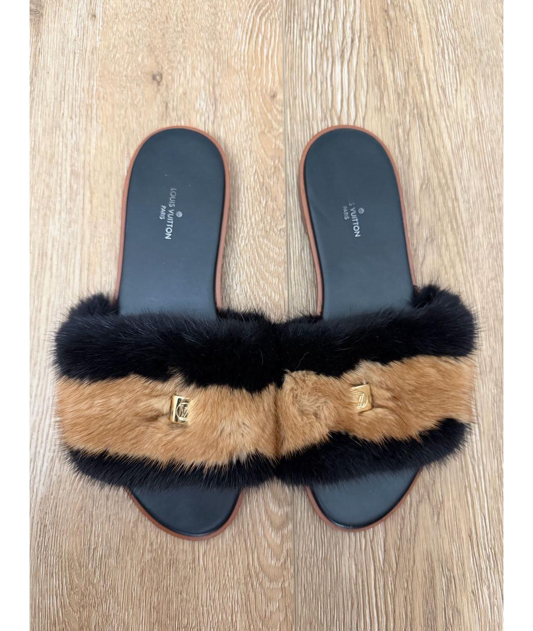 LOUIS VUITTON Черные шлепанцы, фото 3