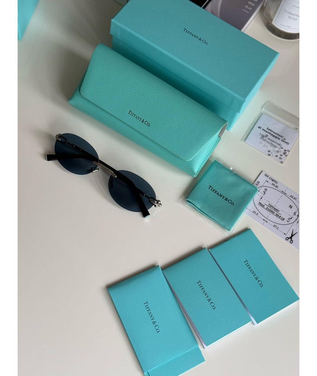 TIFFANY&CO Темно-синие металлические солнцезащитные очки, фото 4