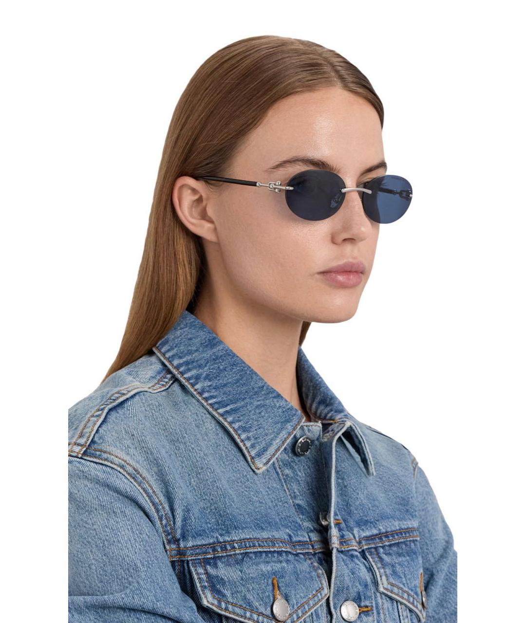 TIFFANY&CO Темно-синие металлические солнцезащитные очки, фото 5