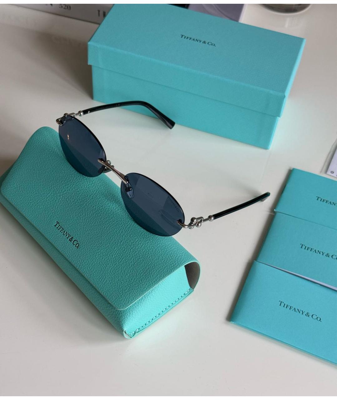 TIFFANY&CO Темно-синие металлические солнцезащитные очки, фото 2