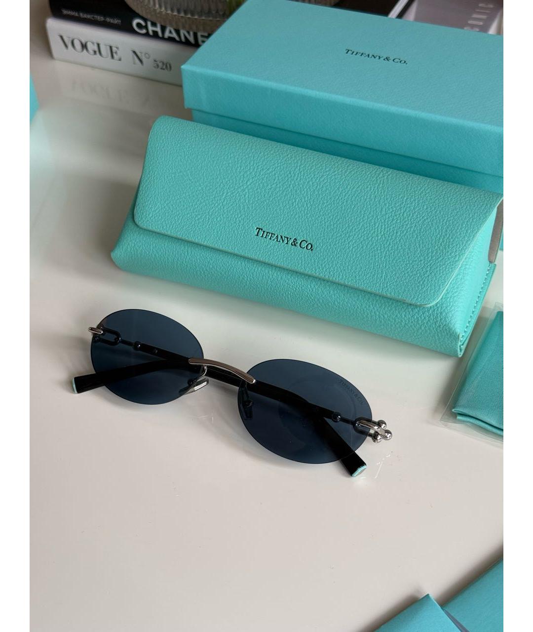 TIFFANY&CO Темно-синие металлические солнцезащитные очки, фото 3