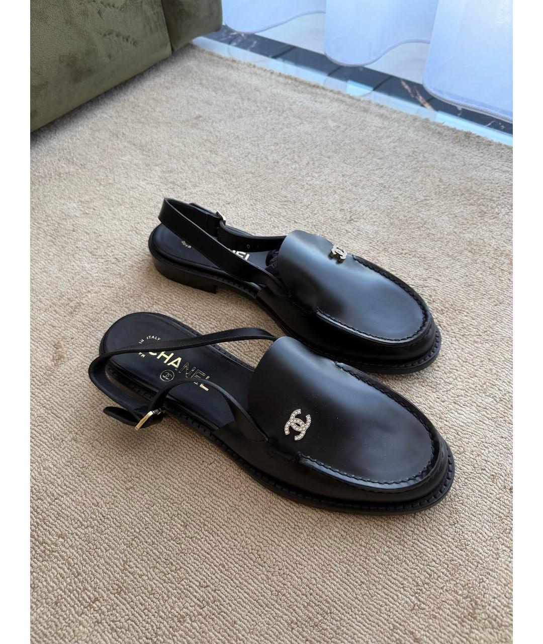 CHANEL Черные кожаные сабо, фото 5