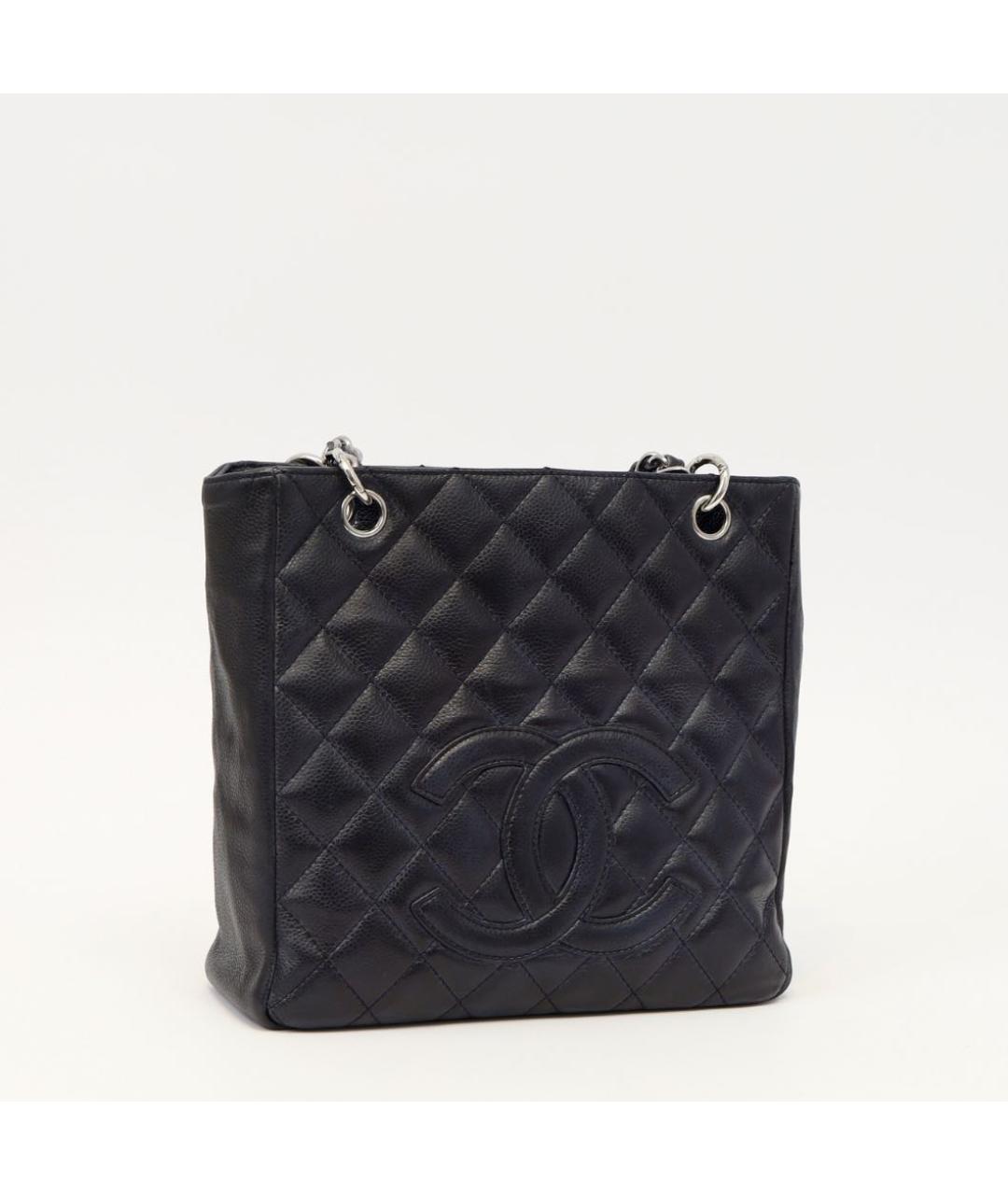 CHANEL Черная кожаная сумка тоут, фото 9