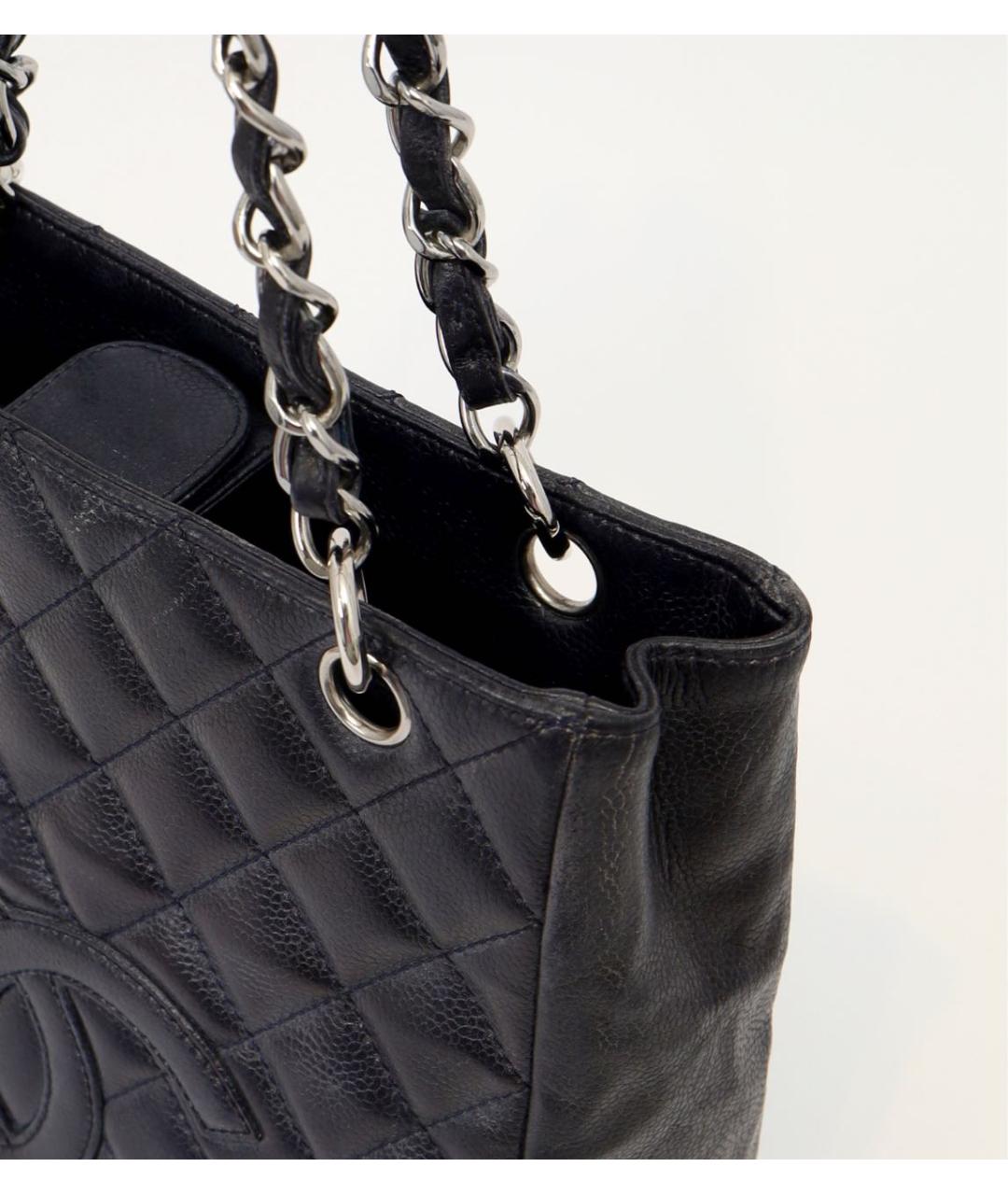 CHANEL Черная кожаная сумка тоут, фото 6