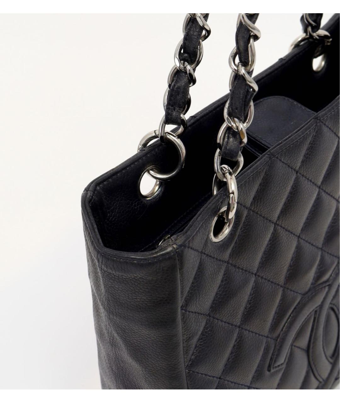 CHANEL Черная кожаная сумка тоут, фото 5