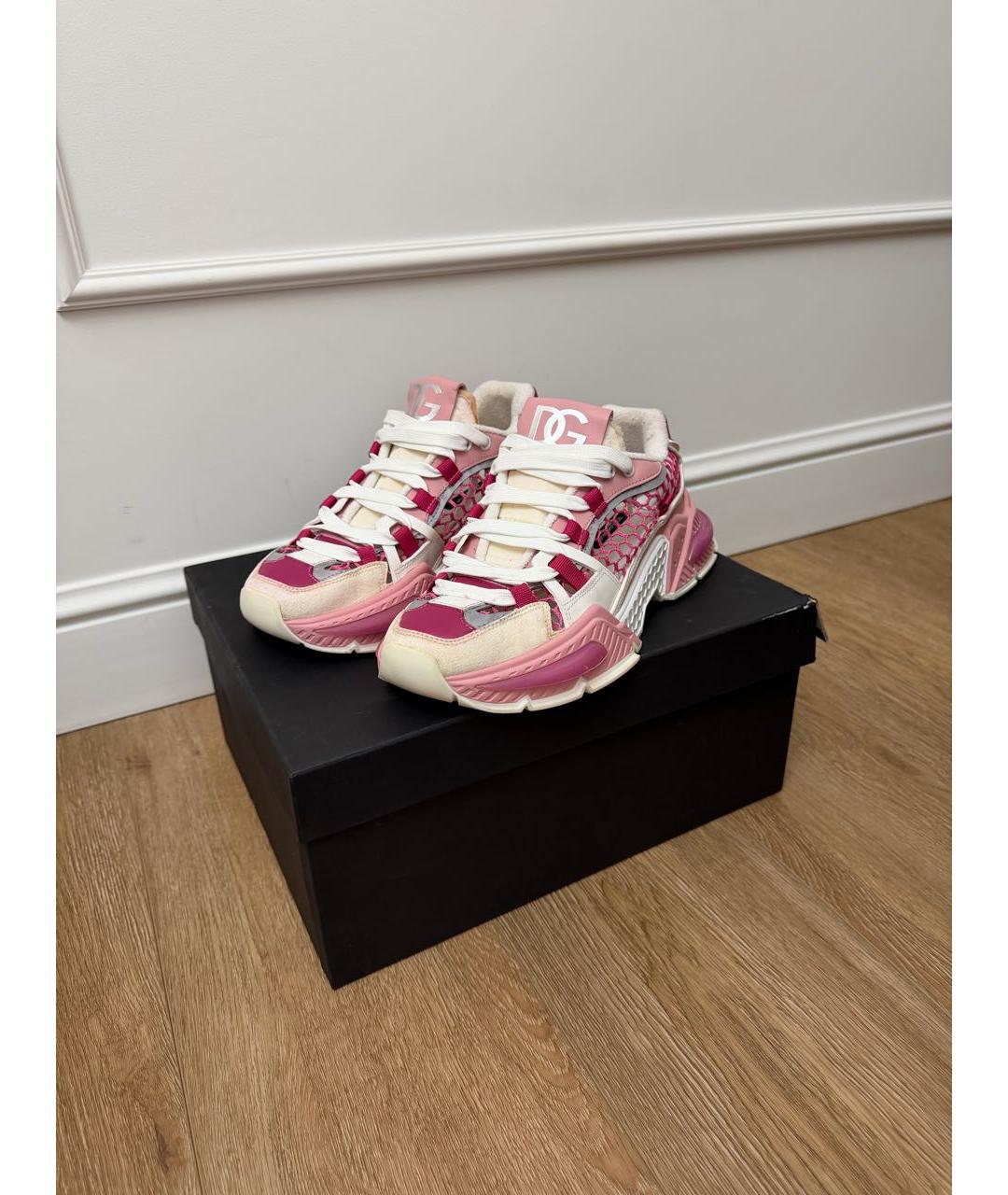 DOLCE&GABBANA Розовые текстильные кроссовки, фото 6